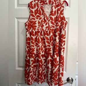 Floral Rust and cream Sleeveless Dress